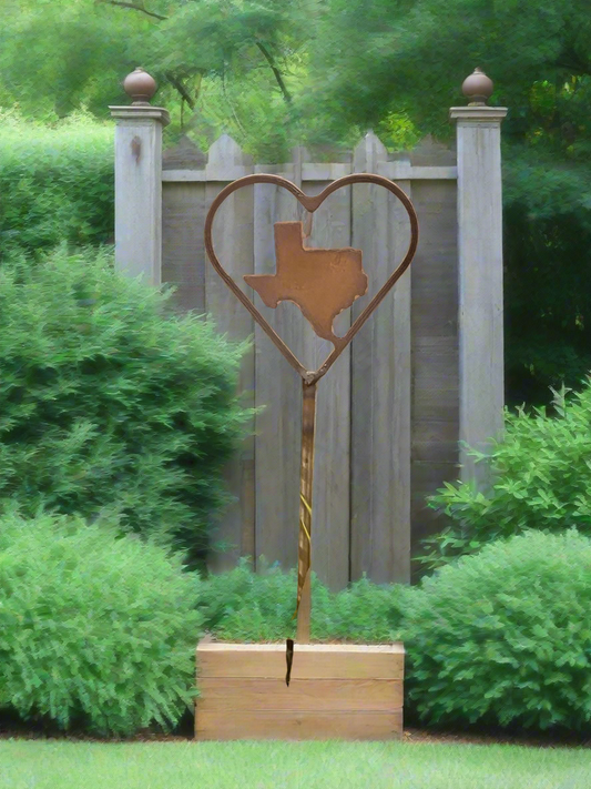 Heart Outline with Texas Garden Plant Stake