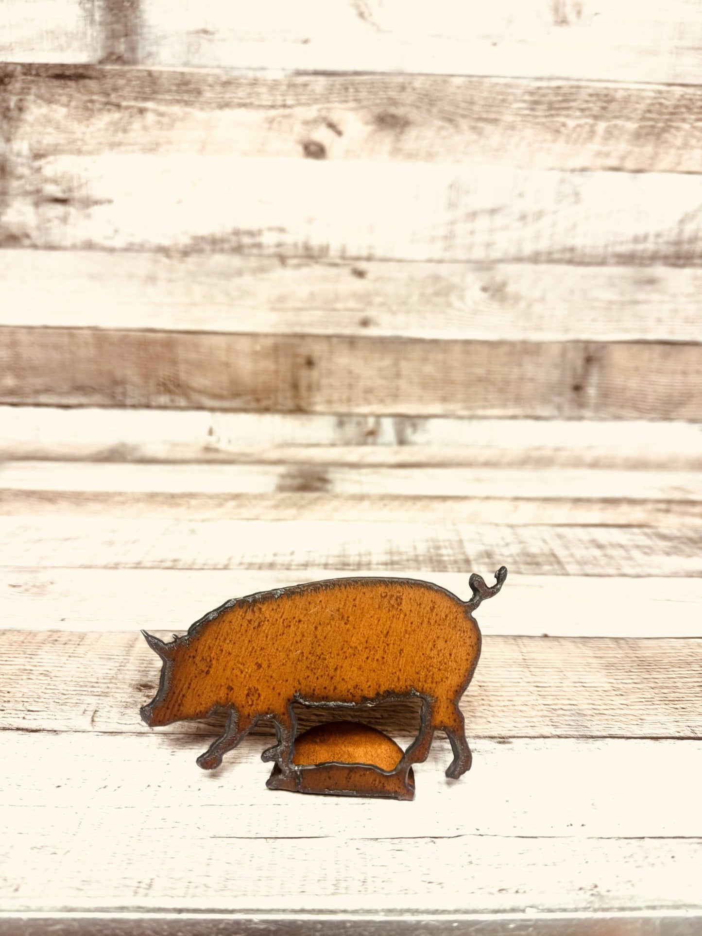 Pig Farmhouse DOODAD Rustic Metal Tabletop Figurine