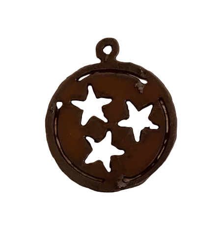 Tennessee Tri Stars charm Pendant Rustic Metal Nashville