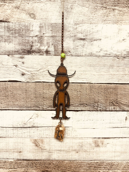 Alien Cowboy Rustic Metal Area 51 Roswell Metal Garden Bell