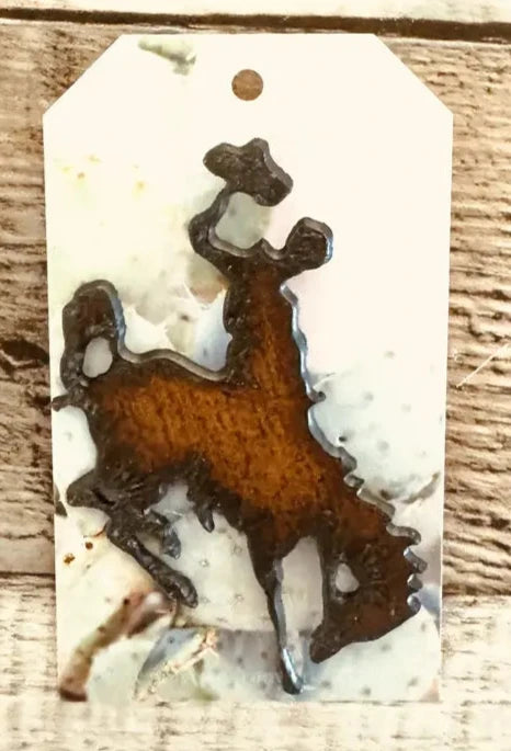 Wyoming Bronc Rustic Metal Hat Pin Hat Bar Gift Usa Made