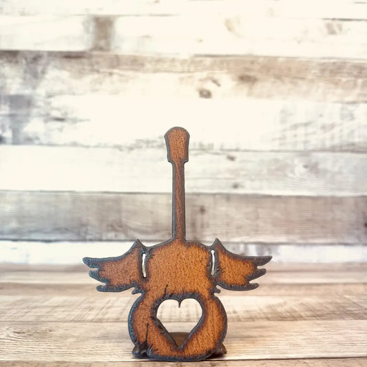 Winged Guitar with Heart Doodad Standing Figurine