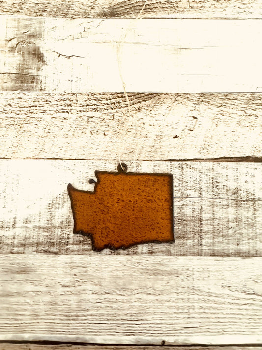 Washington State Shape Rustic Metal Ornament