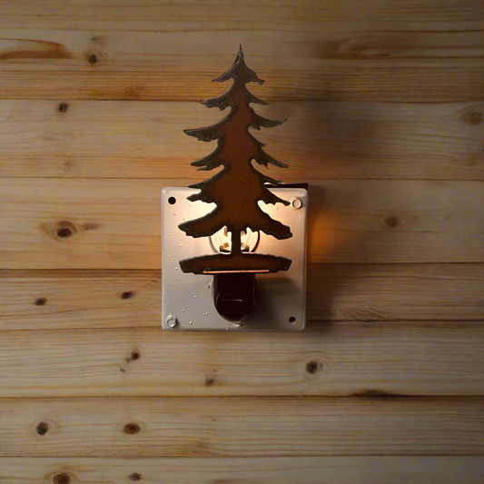 Emporium Pine Tree Rustic Metal Lodge Night Light Image