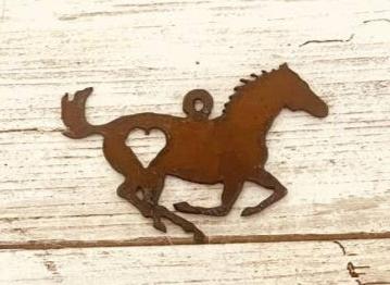 Running Horse with Heart Western Charm Pendant