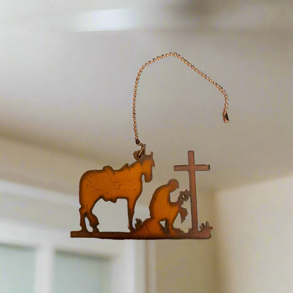 Cowboy at Cross Prayer Ceiling Fan Pull