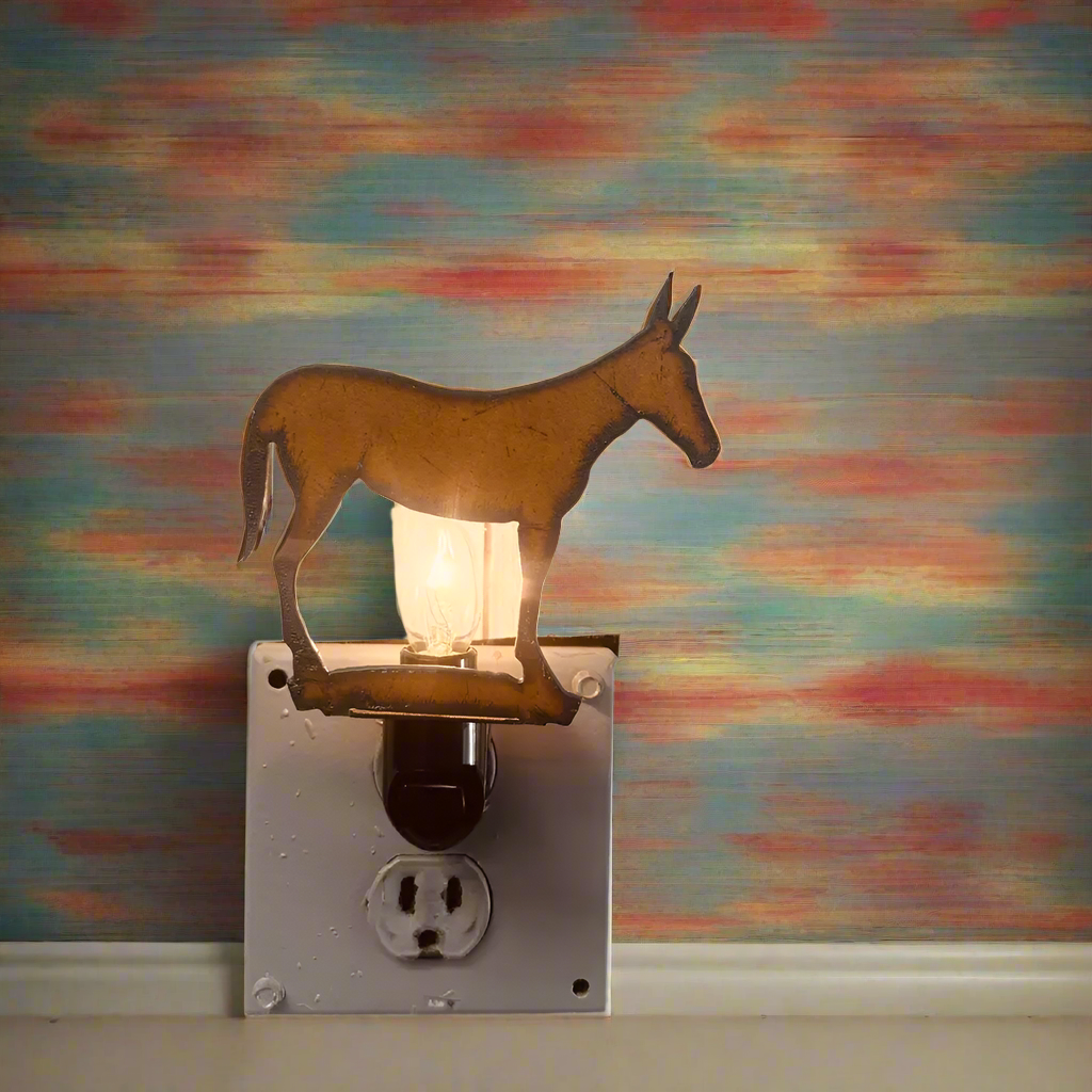 Mule Rustic Metal Western Night Light Made in USA