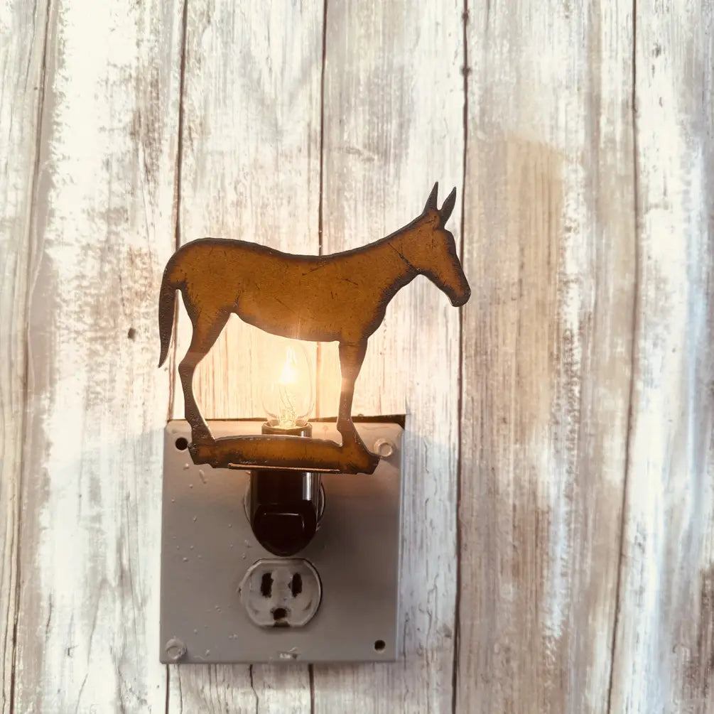 Mule Rustic Metal Western Night Light Made in USA