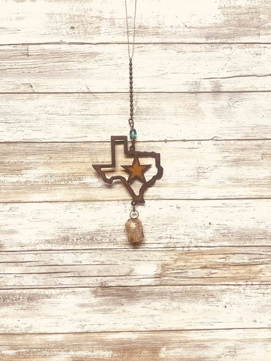 Texas Outline with Star Mobile Bell Garden Chime