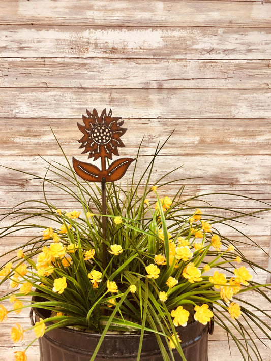 Sunflower with Stem Flower Garden Plant Stake