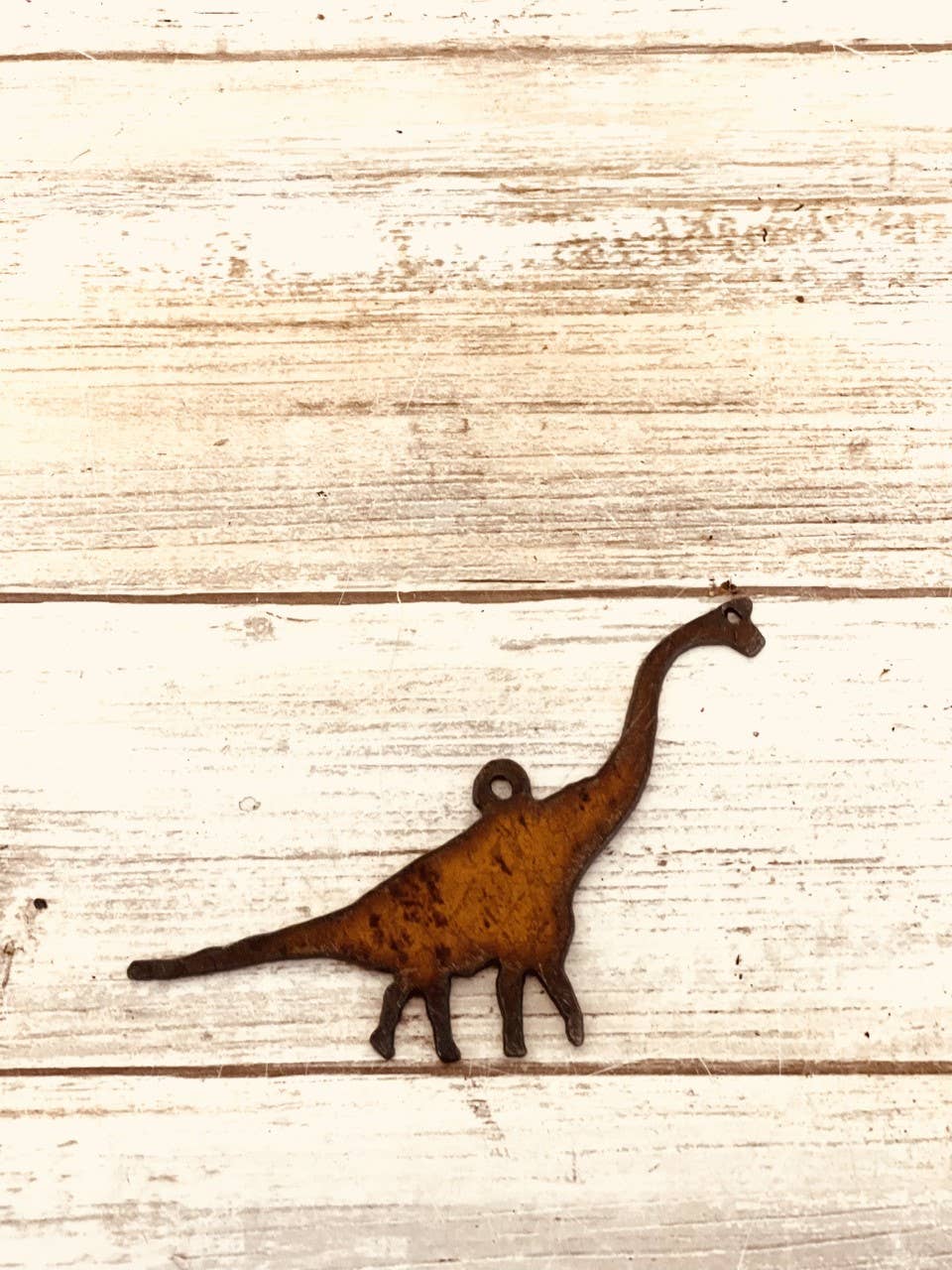 Brachiosaurus Dinosaur Charm Pendant Rustic Metal Small Gift