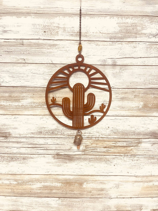 Cactus Bell Rustic Arizona Sunshine Garden Chime Saguaro