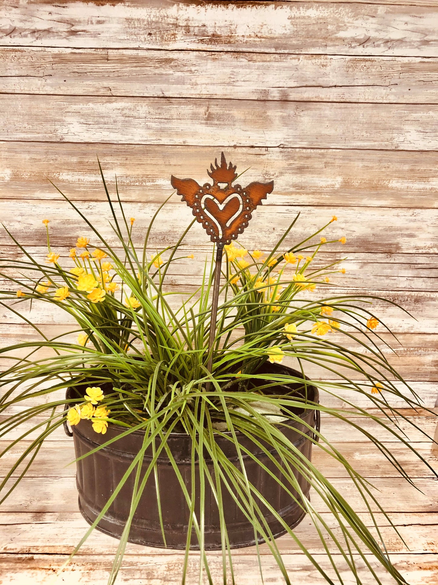 Milagro Heart with Wings Plant Stake