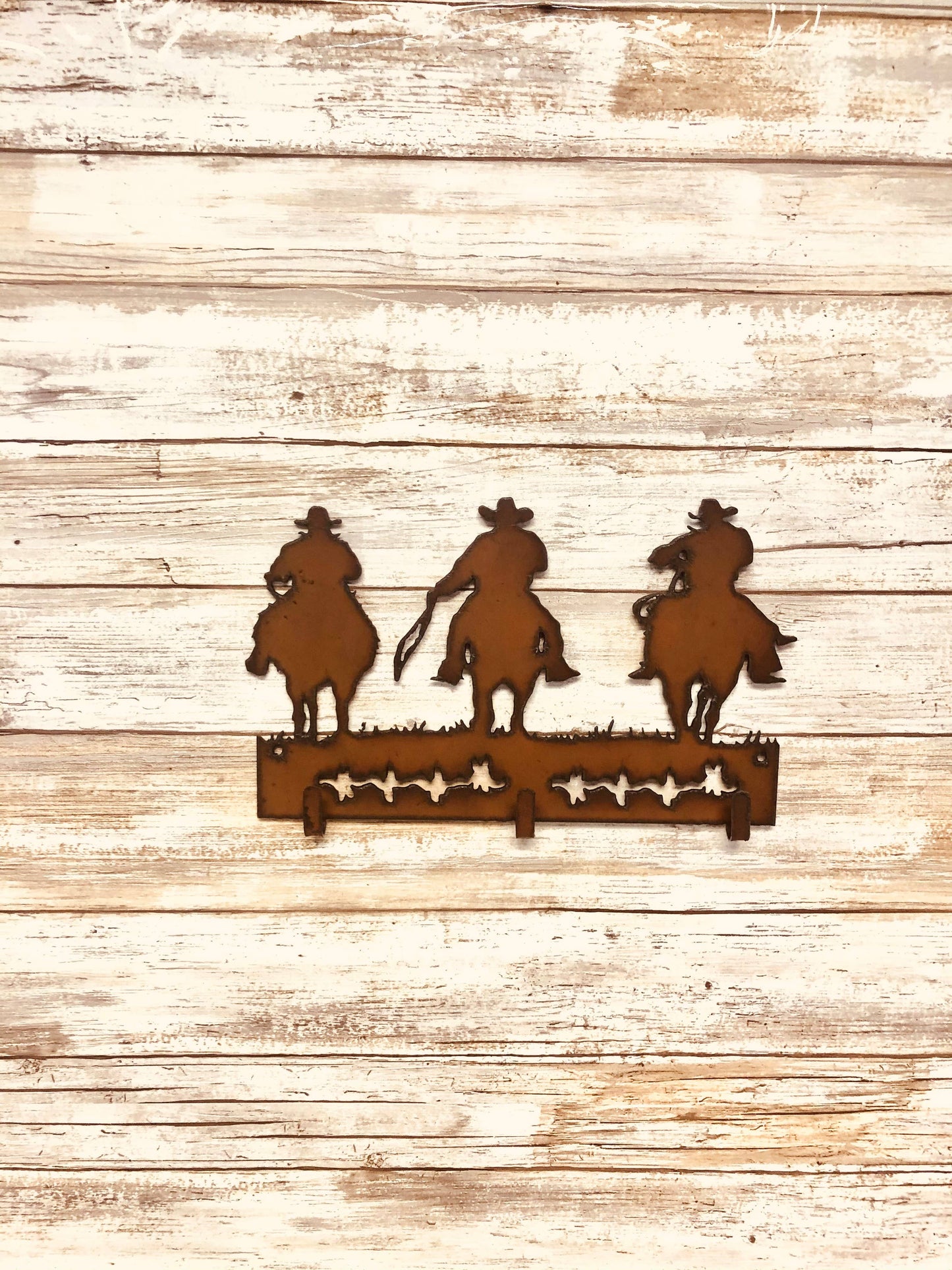 Outlaw Cowboys Triple Rustic Western Key Hook