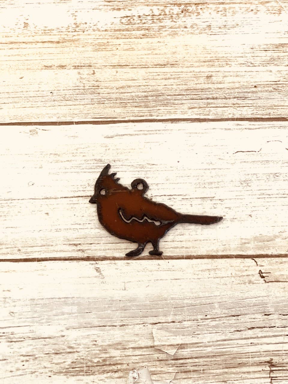 Cardinal Charm Rustic Metal Bird Pendant small Ornament