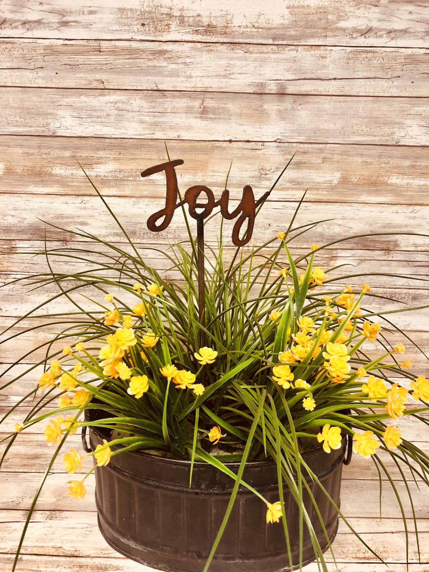 Joy Cursive Word Inspirational Garden Plant Stake