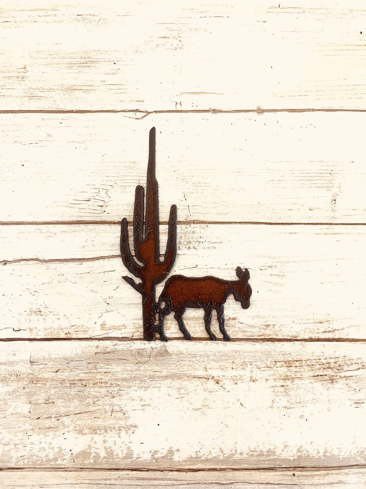 Donkey and Cactus Desert Arizona Magnet Rustic Burro mule