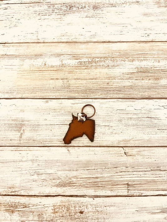 Horse Head Western Rustic Metal Key Chain