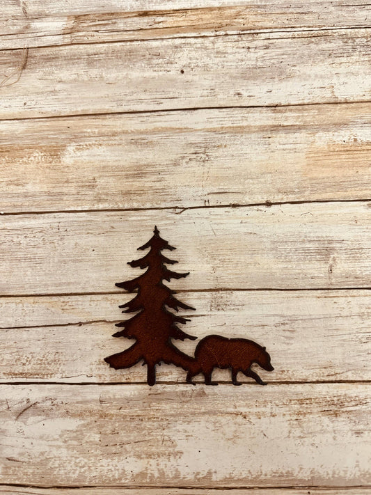 Black Bear and Tree Rustic Magnet Lodge Montana Gift