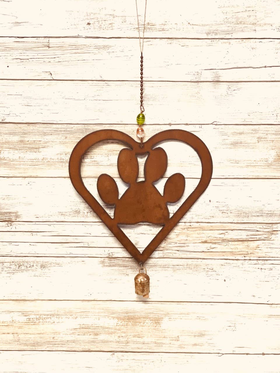 Heart Outline with Paw 9 Inch Print Valentines Bell Chime