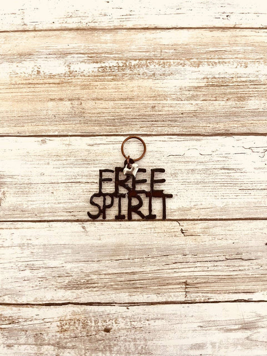 Free Spirit Rustic Metal Keychain Made in the USA