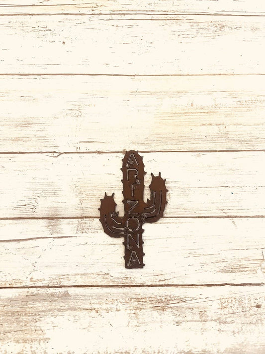 Emporium Cactus with ARIZONA Cutout Rustic Metal Magnet