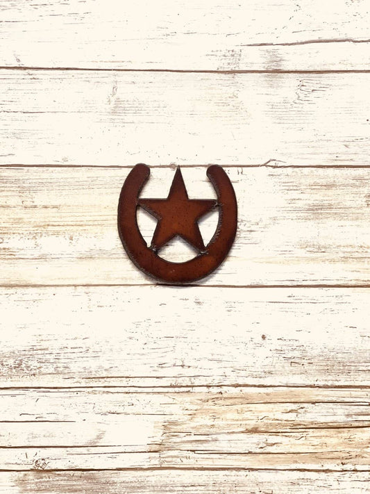 Horseshoe with Star Western Rustic Magnet