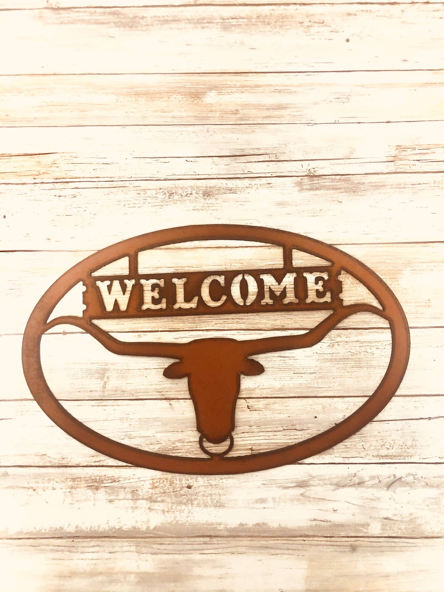 Steer head Oval Horizontal Western Welcome Sign