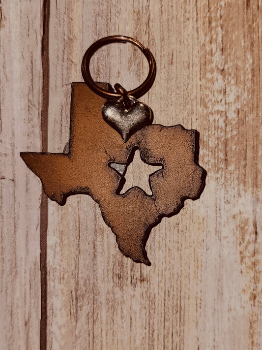 State of Texas with star Keychain