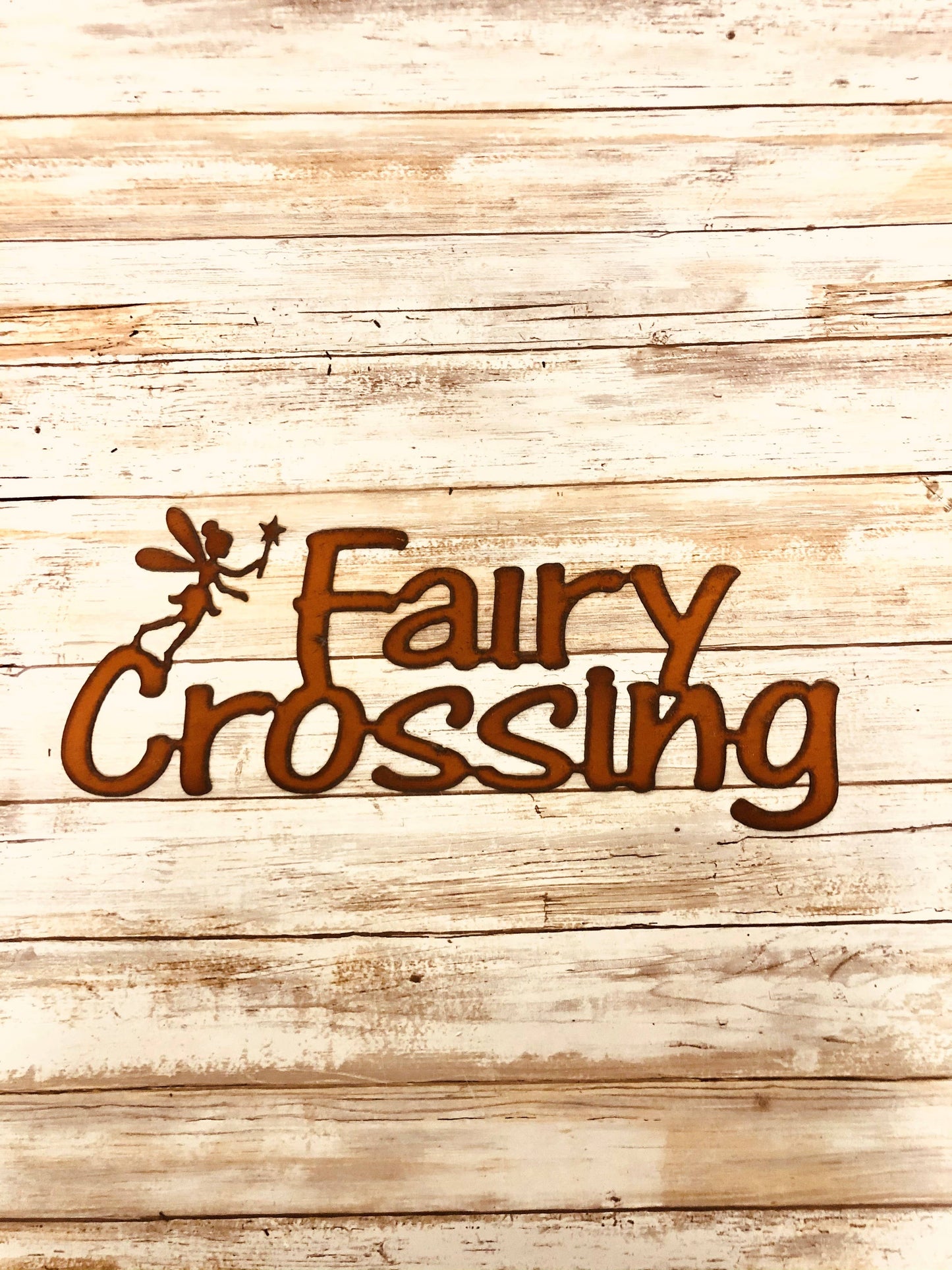 Fairy Crossing Rustic Garden Sign