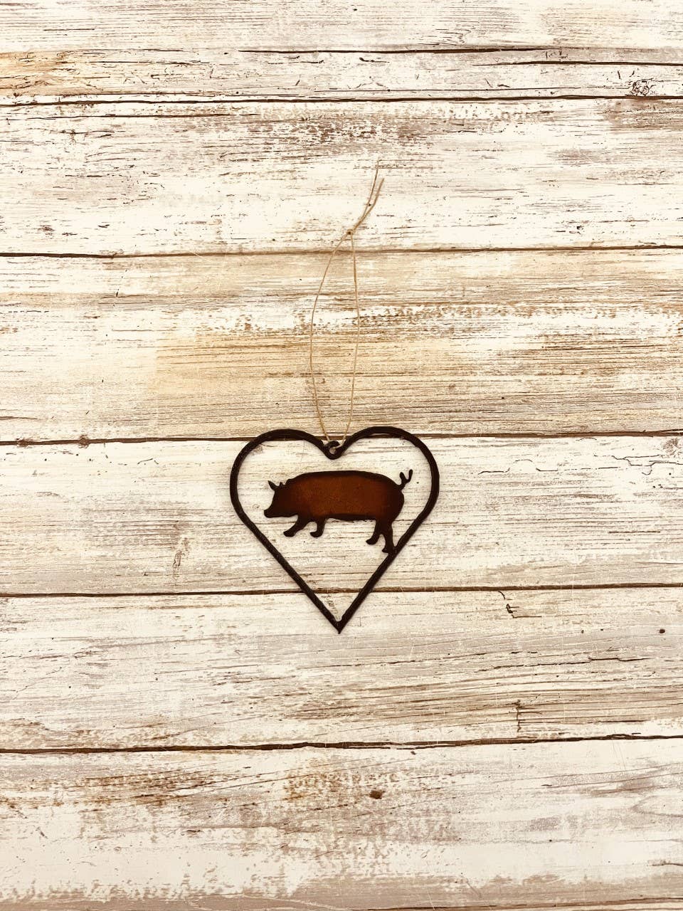 Heart Outline with Pig Ornament Farmhouse 4H Gift