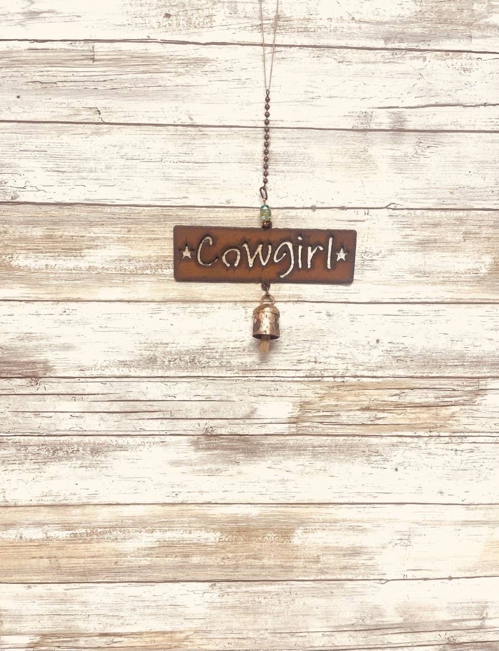 Cowgirl Word Bell Rustic Western Garden Chime