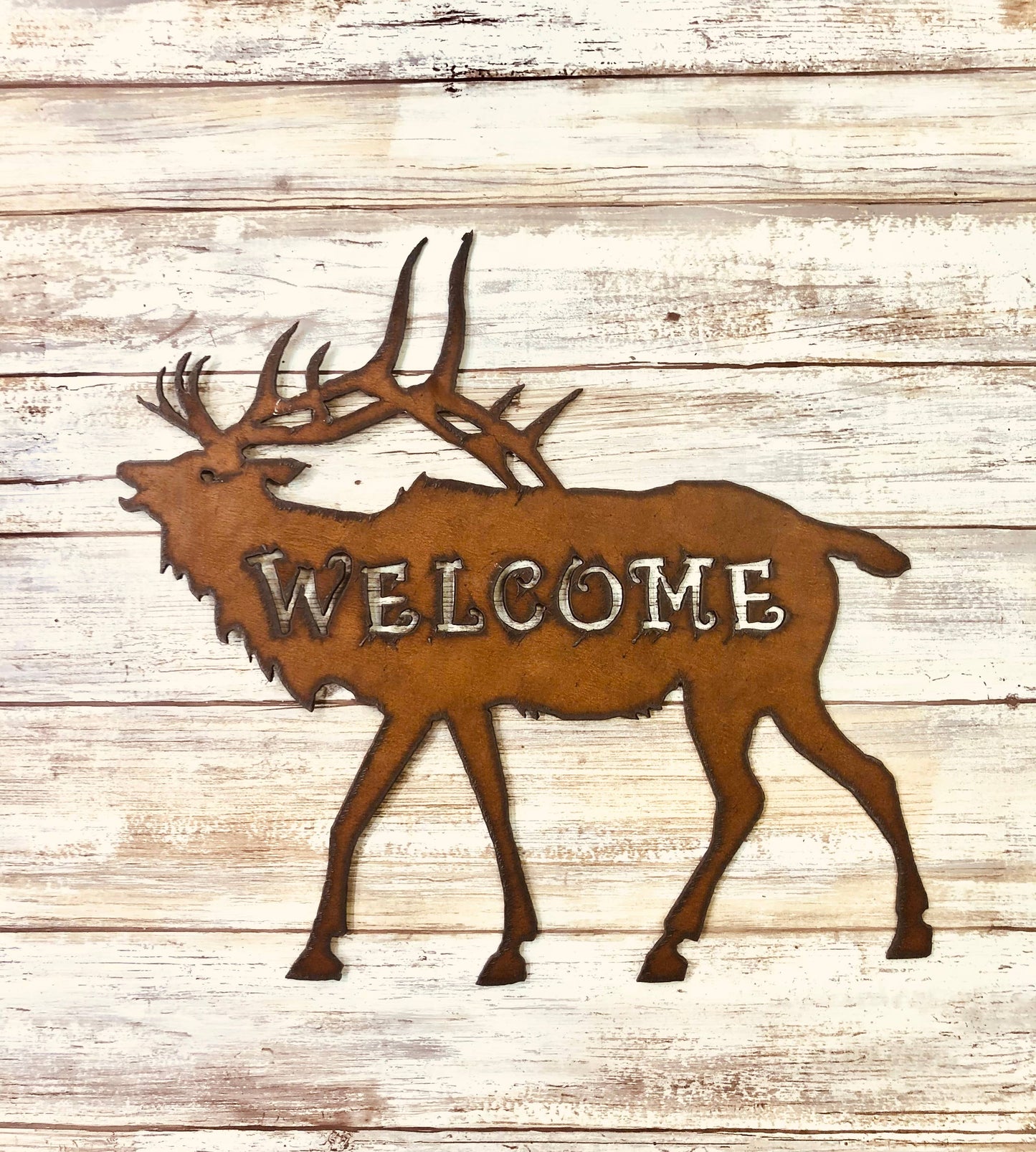 Elk Image Welcome Rustic Sign