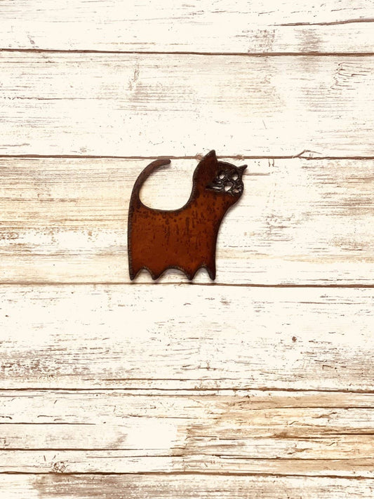 Comic Cat Magnet Kitty Pet Rustic Metal Gift