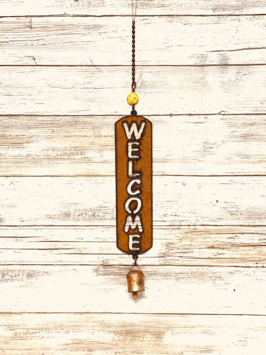 Welcome Word Rustic Metal Bell Chime