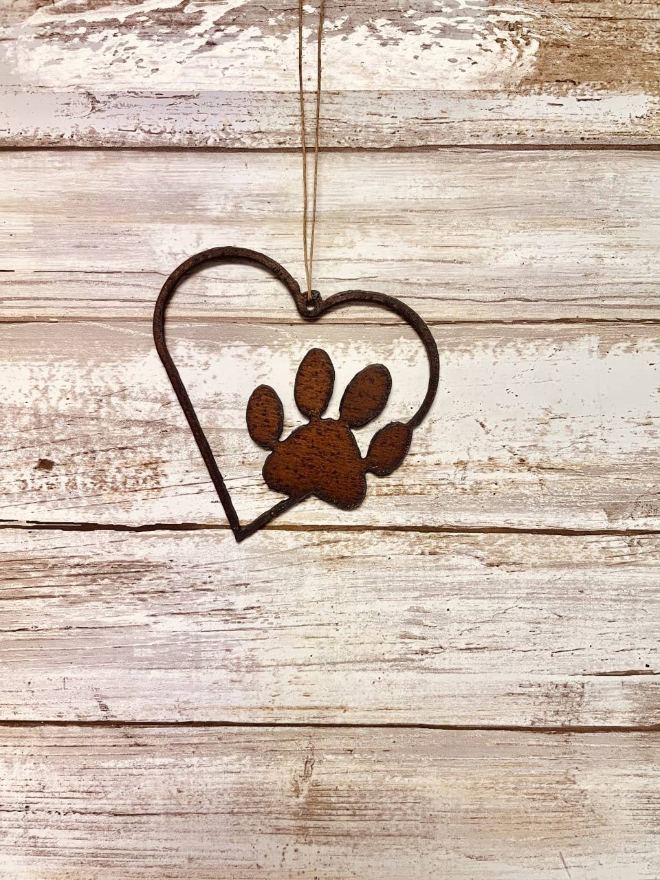 Heart Outline with Solid Paw Pet Gift Rescue Ornament