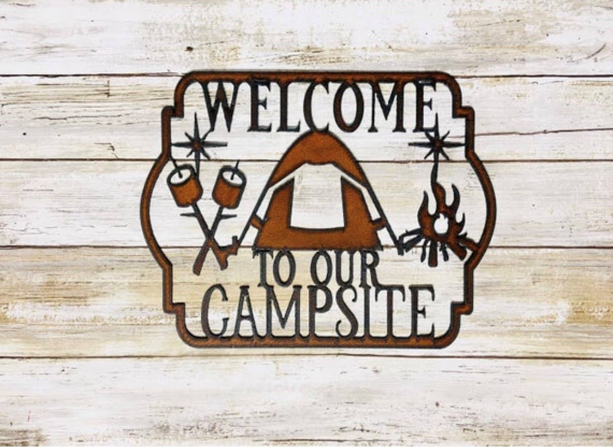 Welcome To Our Campsite Camper Trailer Sign