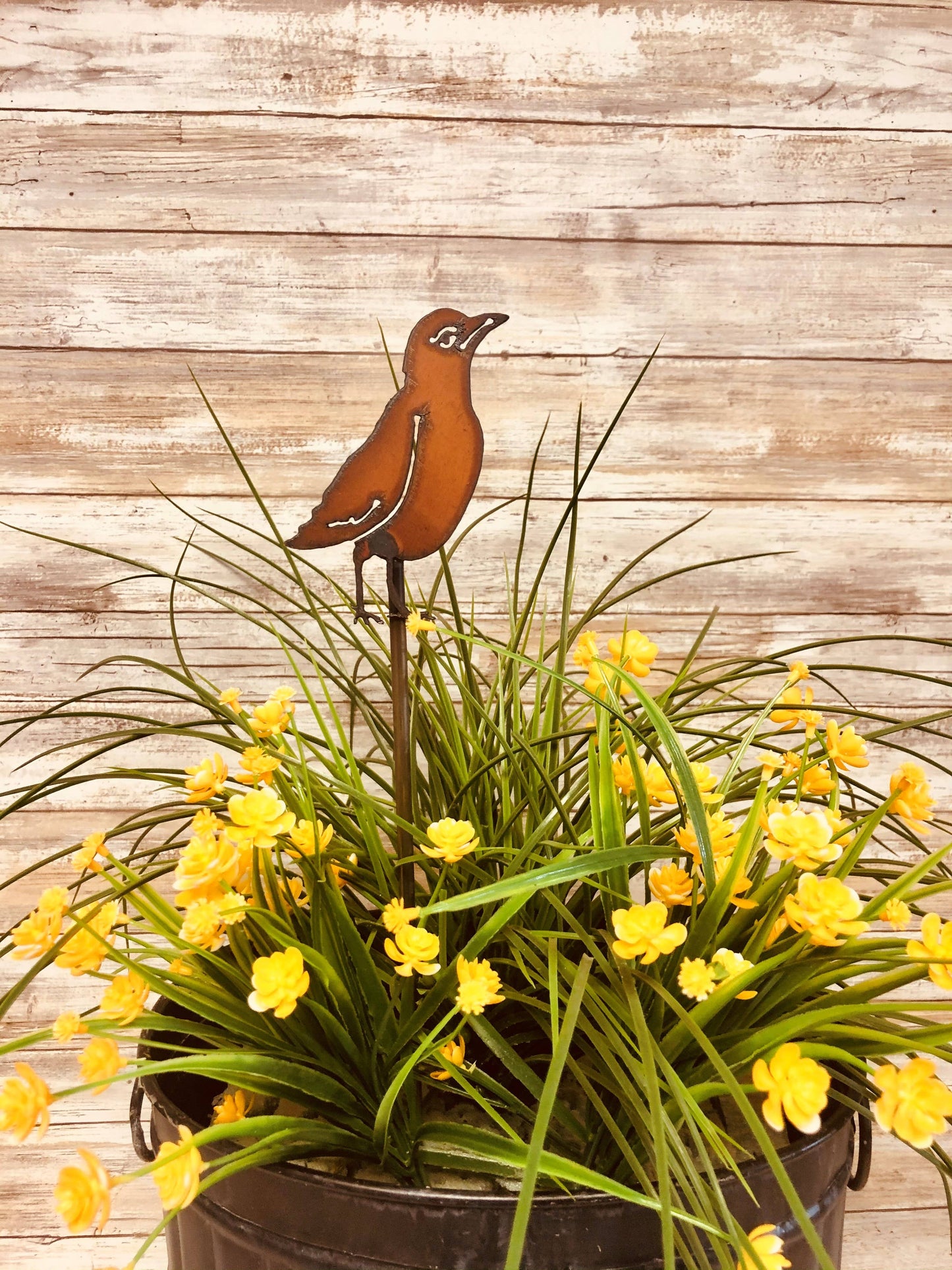 Robin Rusty  Bird Garden Plant Stake