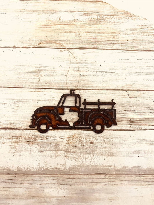 Vintage Truck with Texas cutout Ornament Rustic Metal