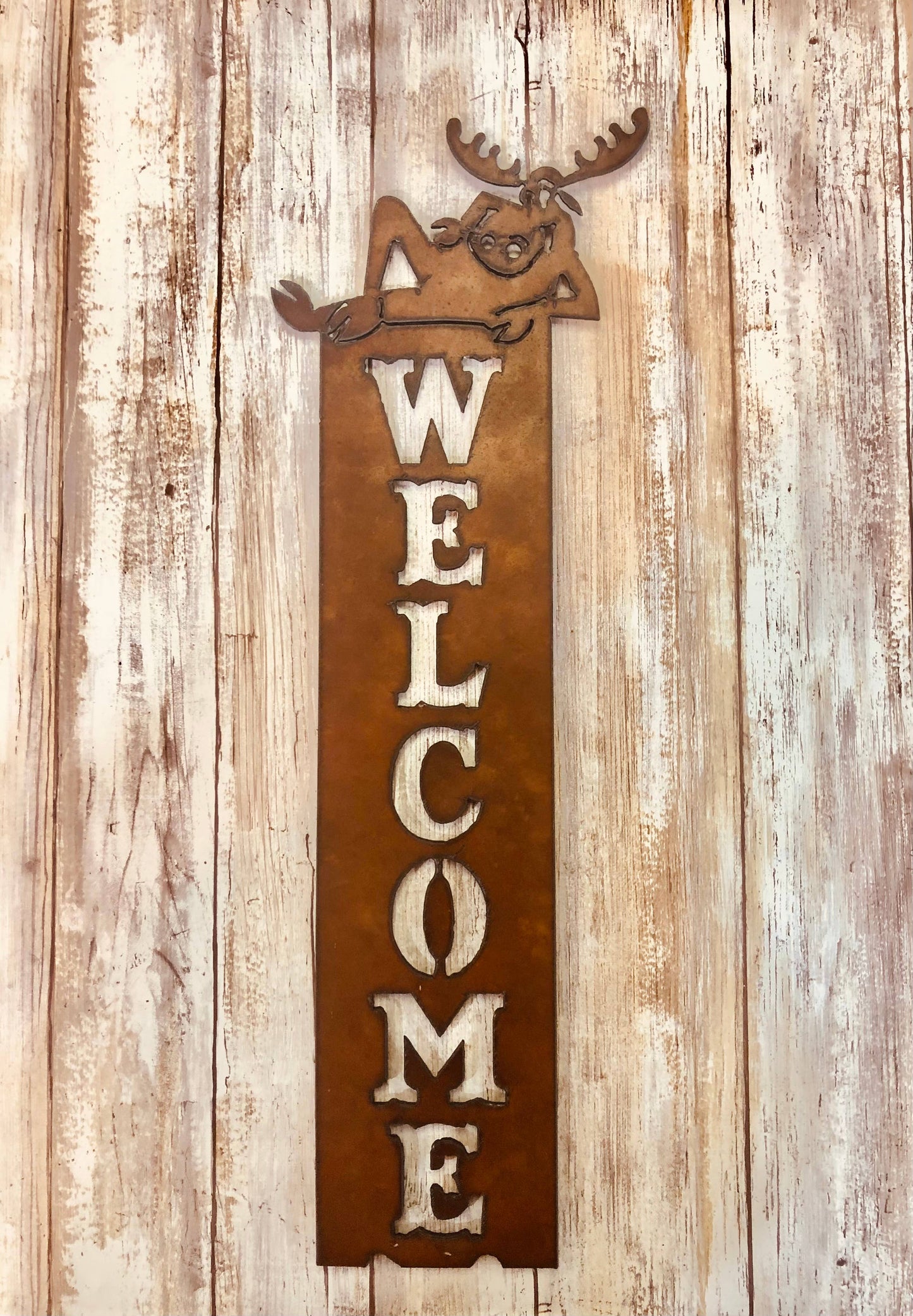 Goofy Moose Lodge Vertical Welcome Sign