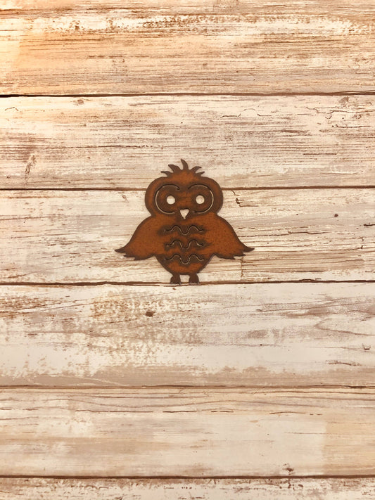 Owl Rustic Metal Magnet