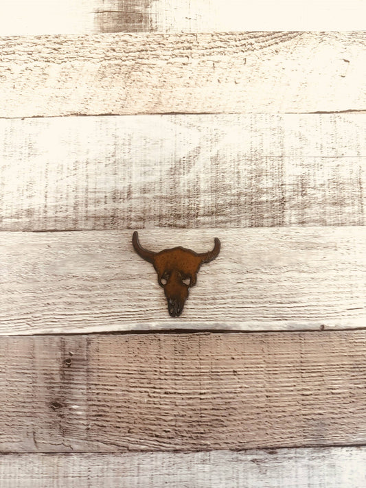 Buffalo Skull Mini Magnet Rustic Metal 2.25 x 2.25 Buffalo