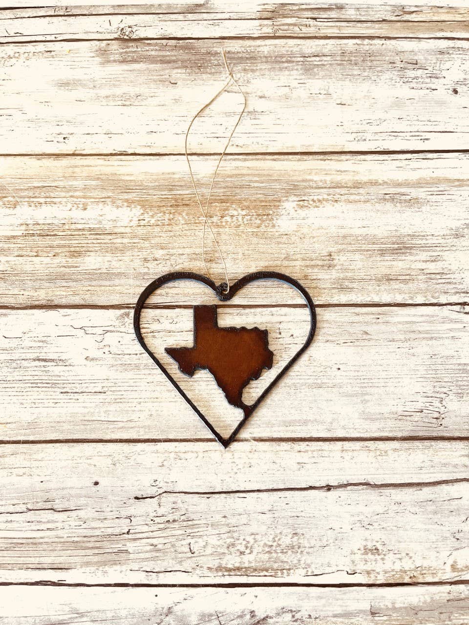 Heart Outline with Texas State Shape Lone Star Ornament