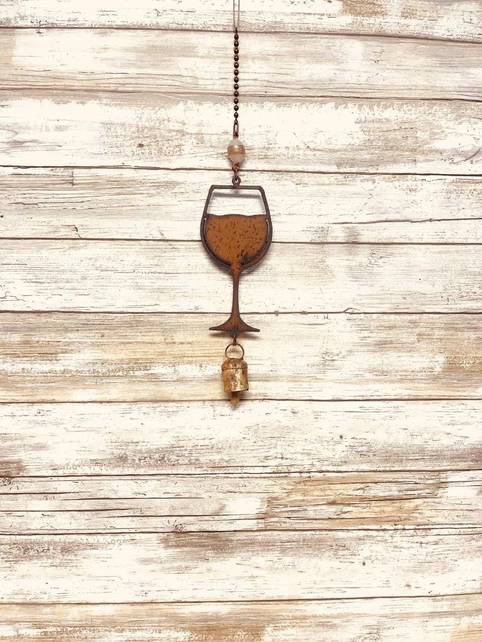 Wine Glass Bell rustic Garden Wine Lover Chime Home Decor
